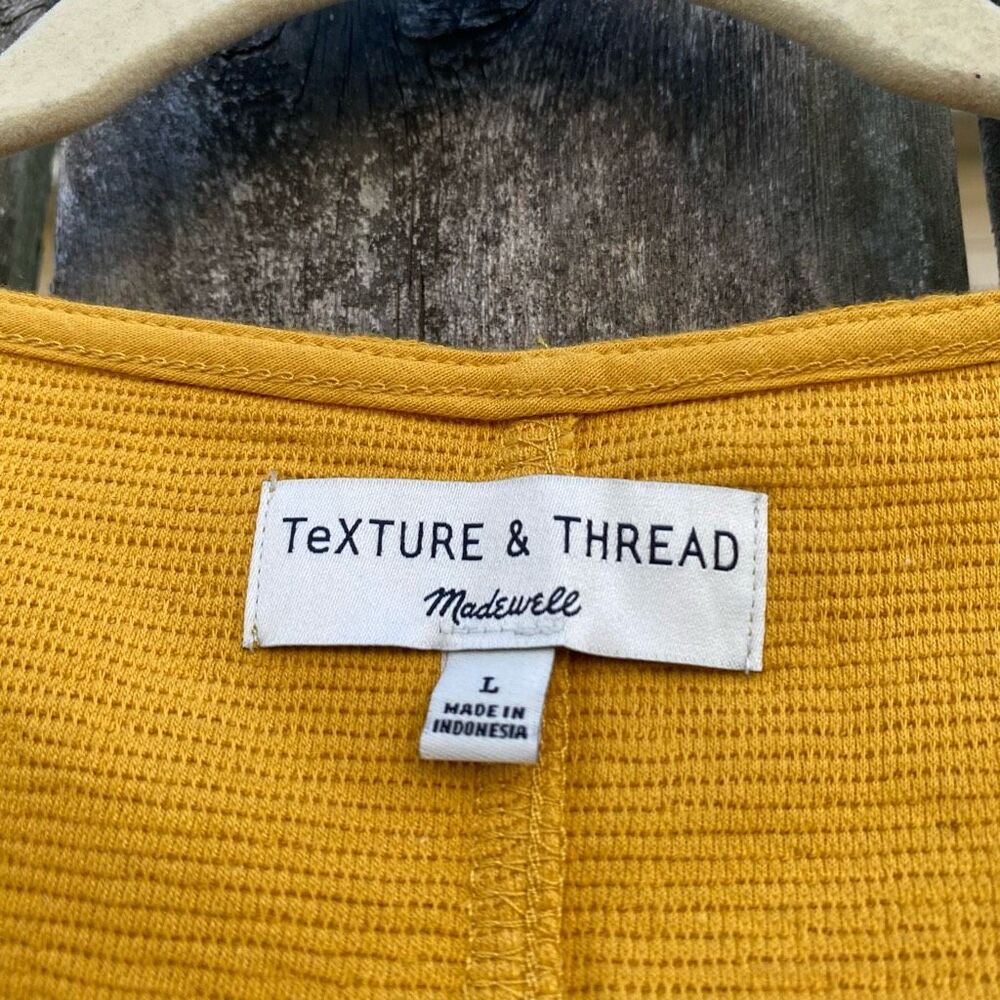 Madewell Texture & Thread Mustard Yellow Ribbed Tied Tank | L - Picture 2 of 5